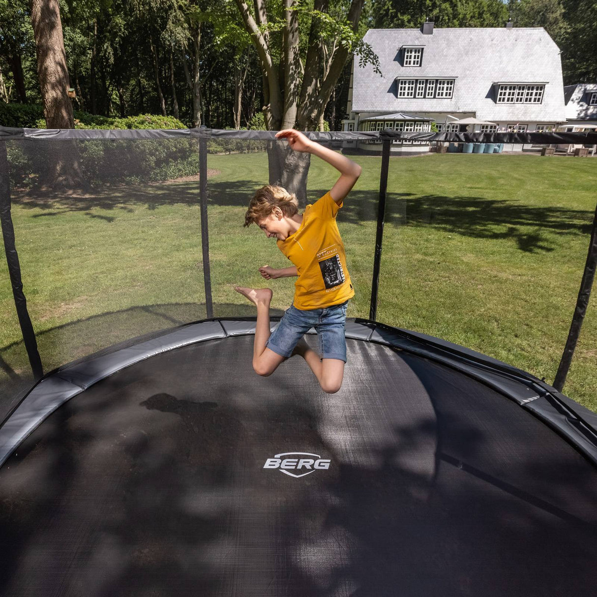 BERG Elite InGround 430 Trampoline Grey + Safety Net Deluxe