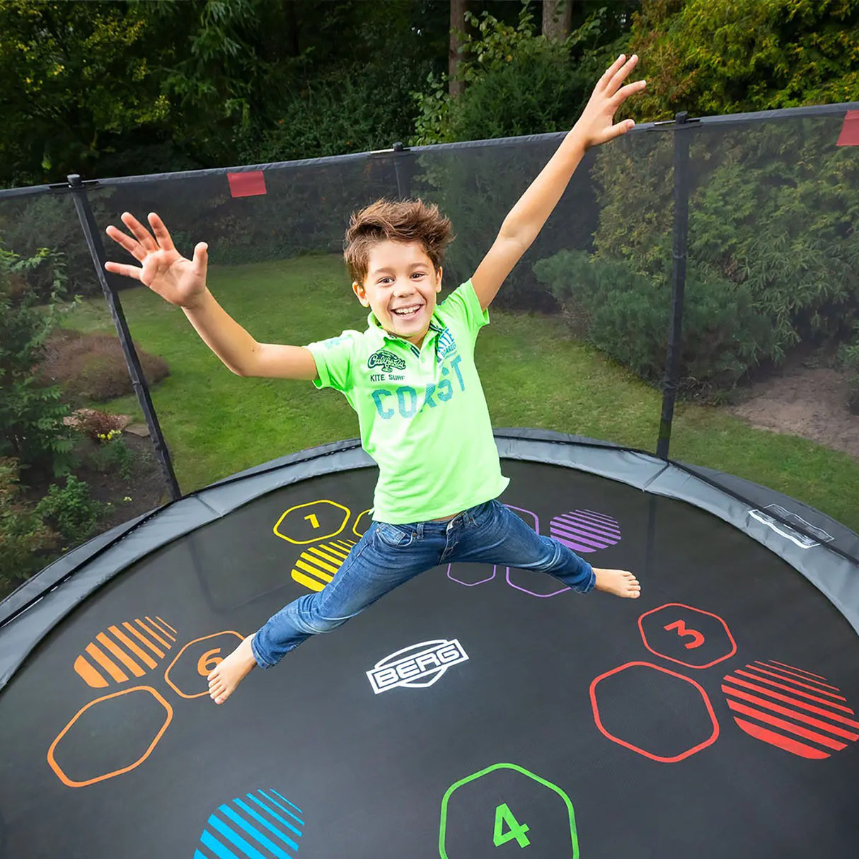BERG Elite InGround 430 Trampoline Grey Levels + Safety Net DLX XL