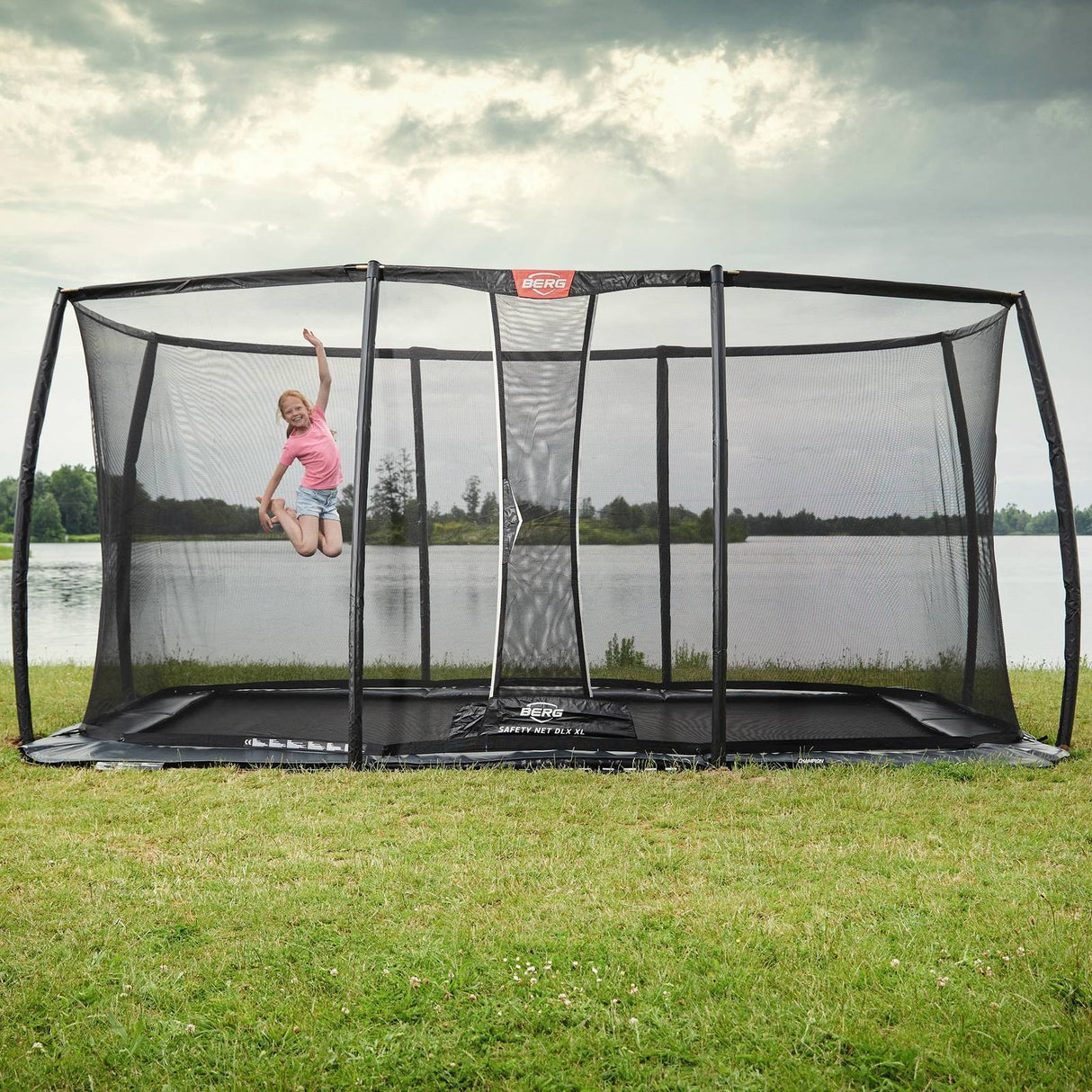 BERG Ultim Elite FlatGround 500 Trampoline Grey + Safety Net DLX XL