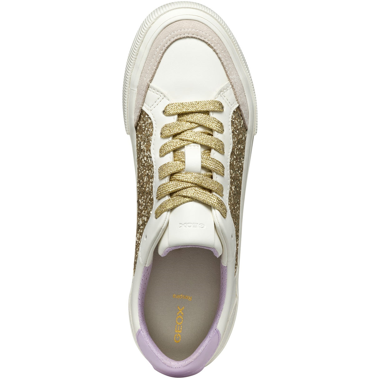 Geox Womens D EMMELENY SNEAKERS Optic White/Light Gold