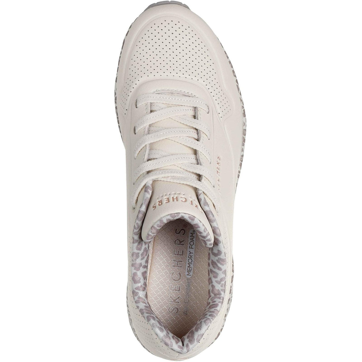 Skechers Womens Uno Safari Time Trainers White/Leopard