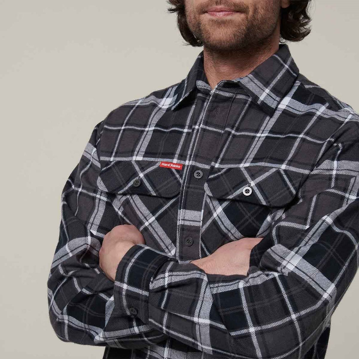 Hard Yakka Mens Core Flannel Shirt Charcoal