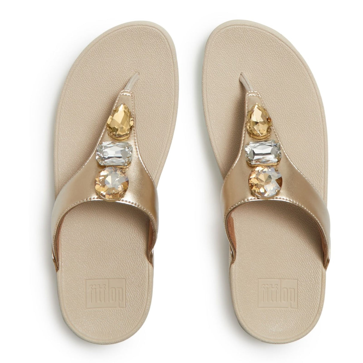 Fitflop Womens Lulu Ultra-Jewel Toe-Post Sandals Platino