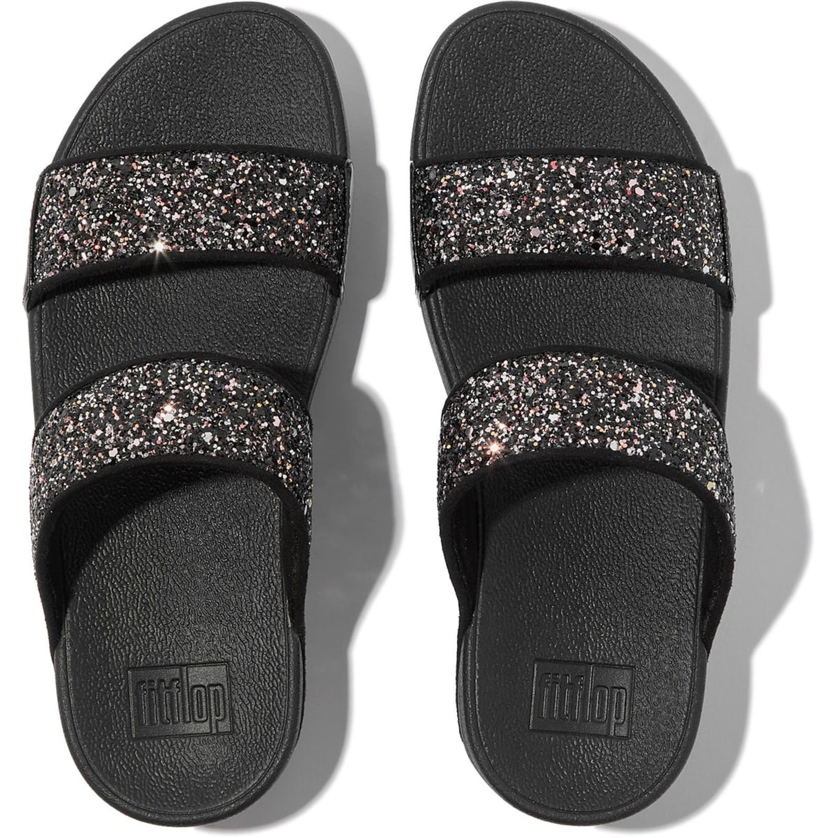 Fitflop Womens Lulu 2 Bar Glitter Sandal Black/Multi