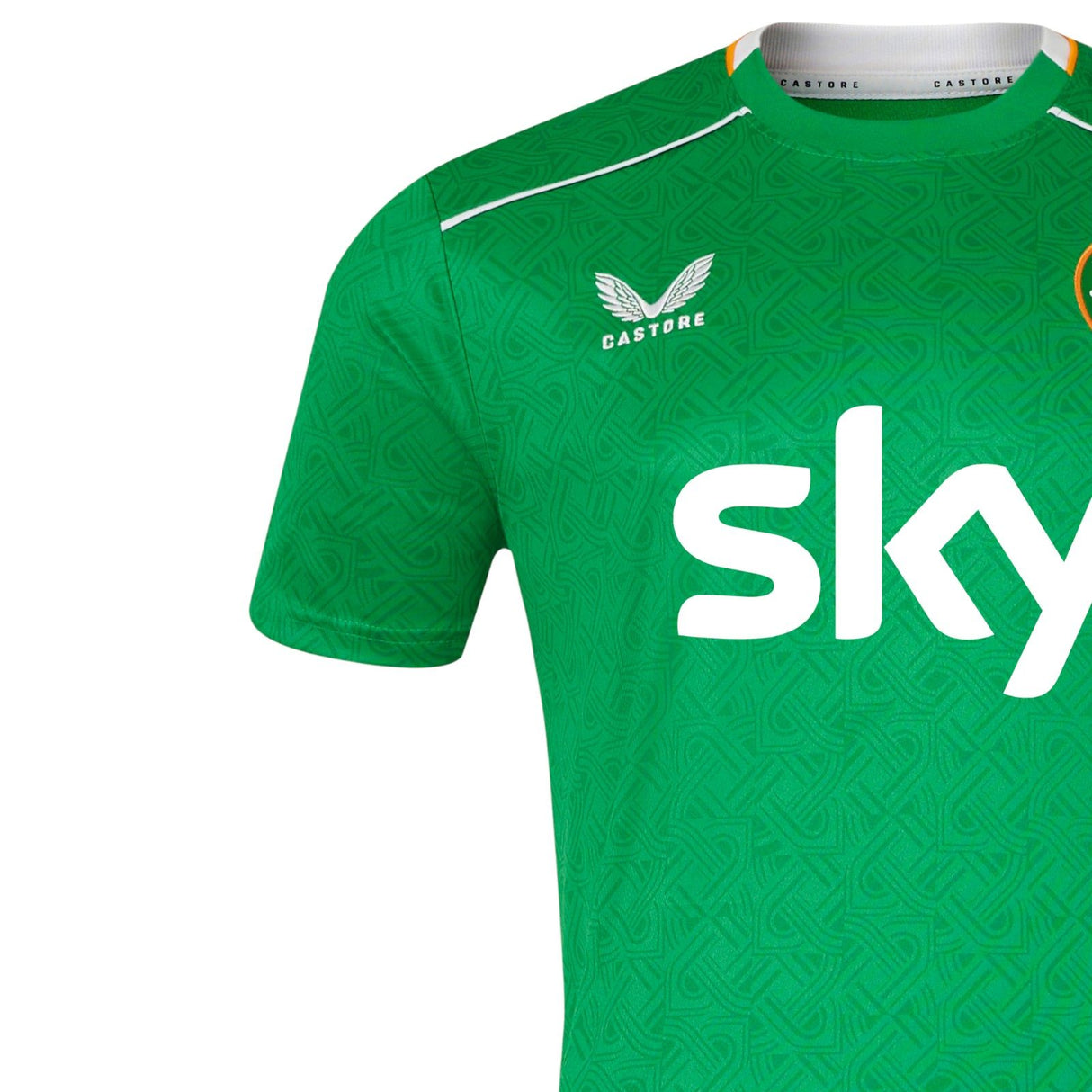 Castore FAI Ireland 2024 Home Short-Sleeve Jersey Close-Up Front Right Side View