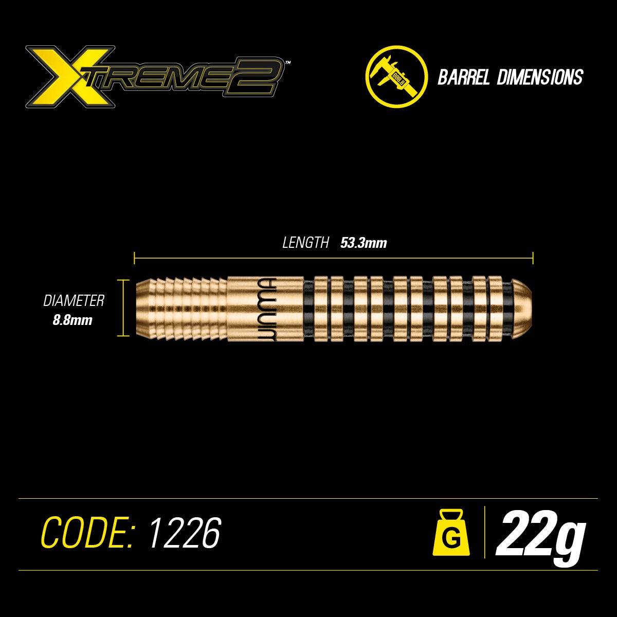 Winmau Xtreme 2 Brass 22G Darts