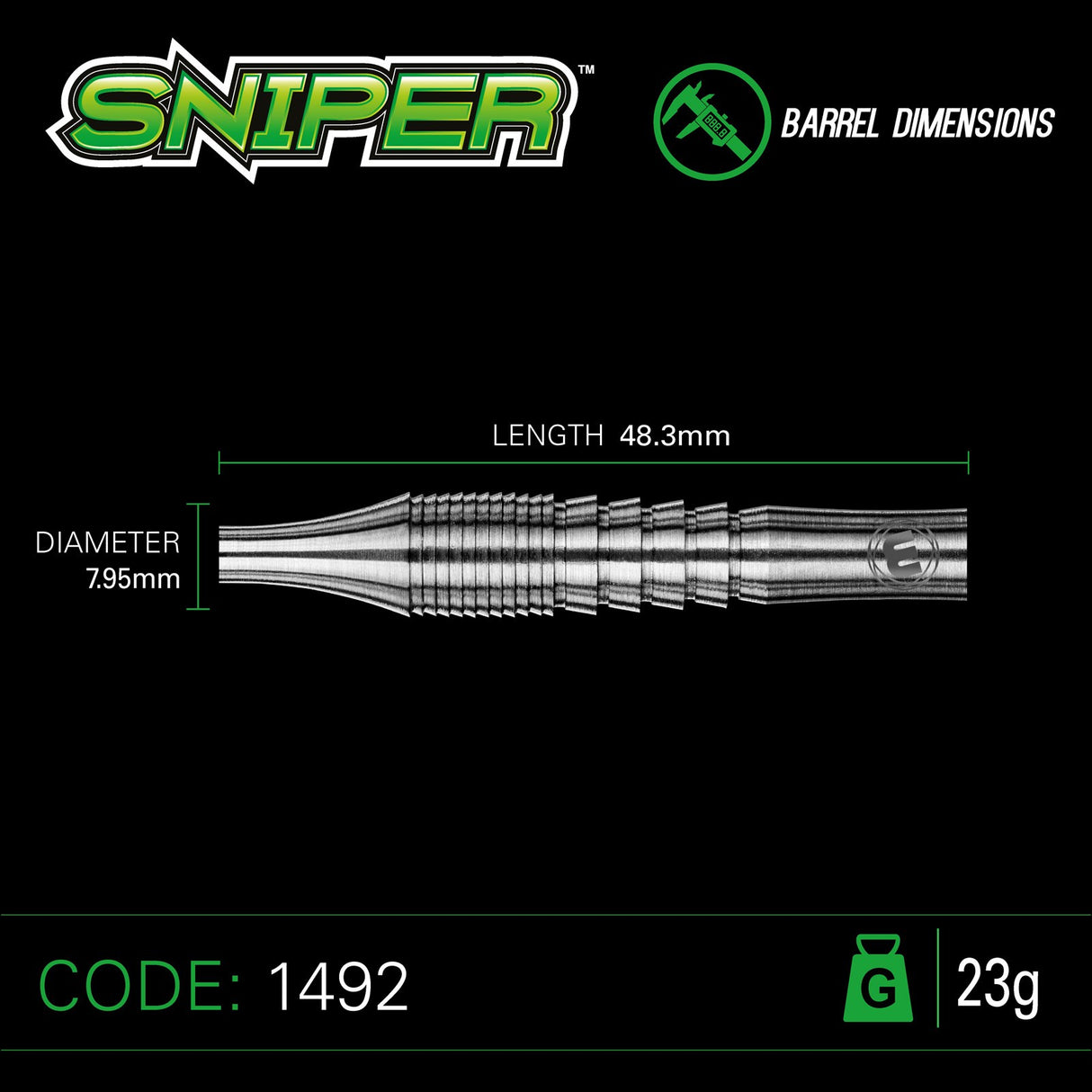 Winmau Sniper 90% Tungsten Barrel 23G Steel Tip Darts