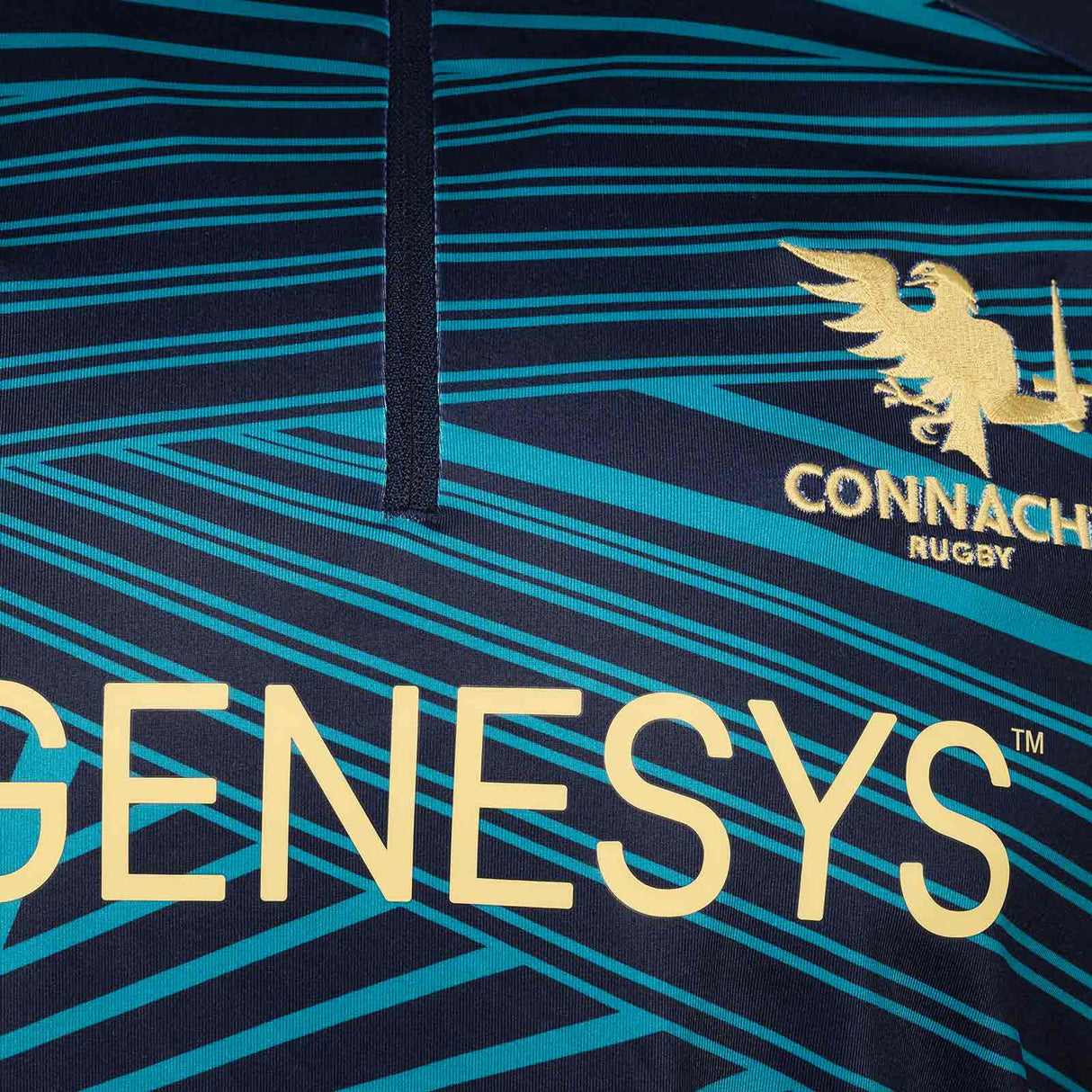 Macron Connacht Rugby 2025/26 Mens Warm-Up Training Top Close-Up Chest View