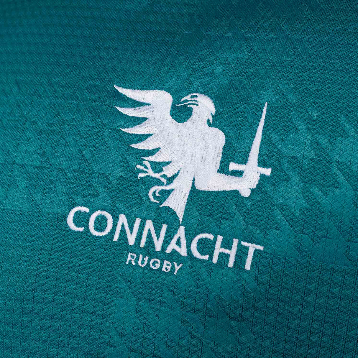Macron Connacht Rugby 2025/26 Kids Half-Zip Training Top Close-Up Crest View