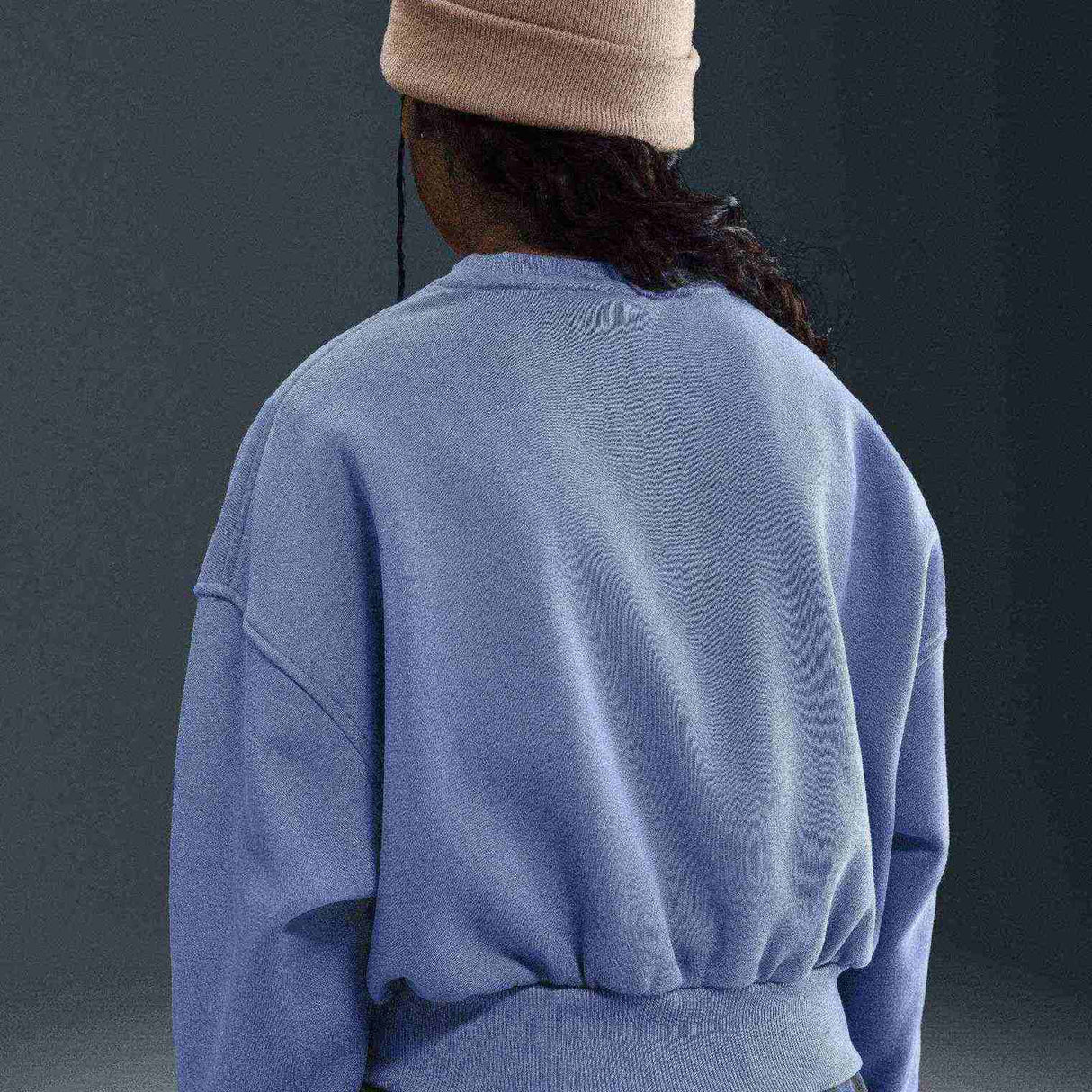 Nike Girls NSW CLUB FLC BXY CREW LBR Blu