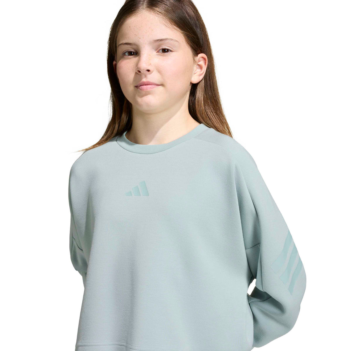 adidas Girls FI 3S Crew Sweater Green