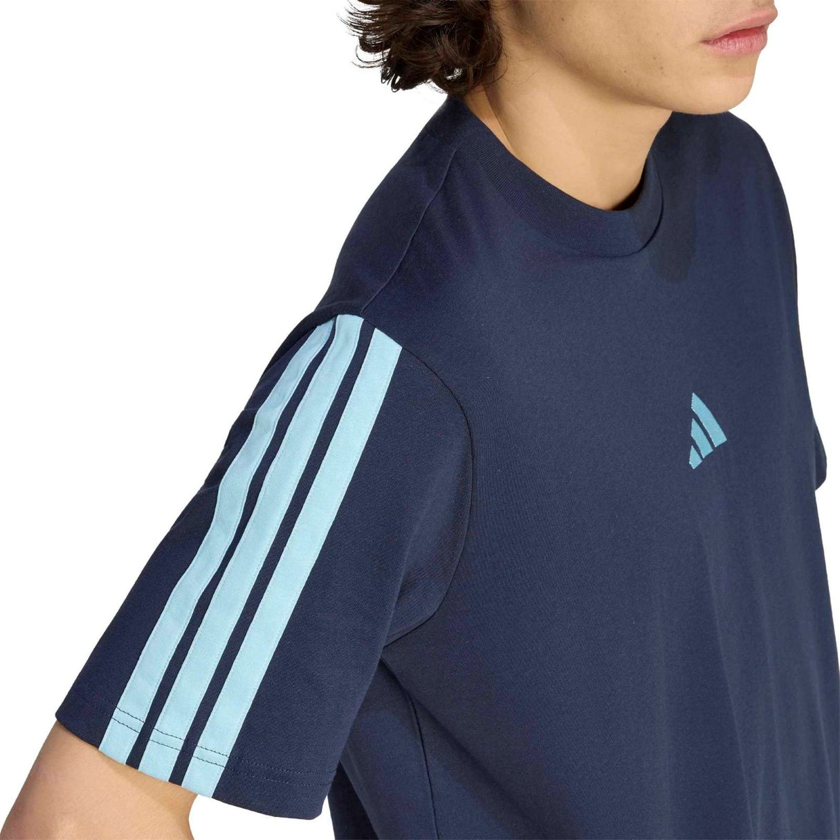 adidas Mens 3S SJ WC T Shirt Blue