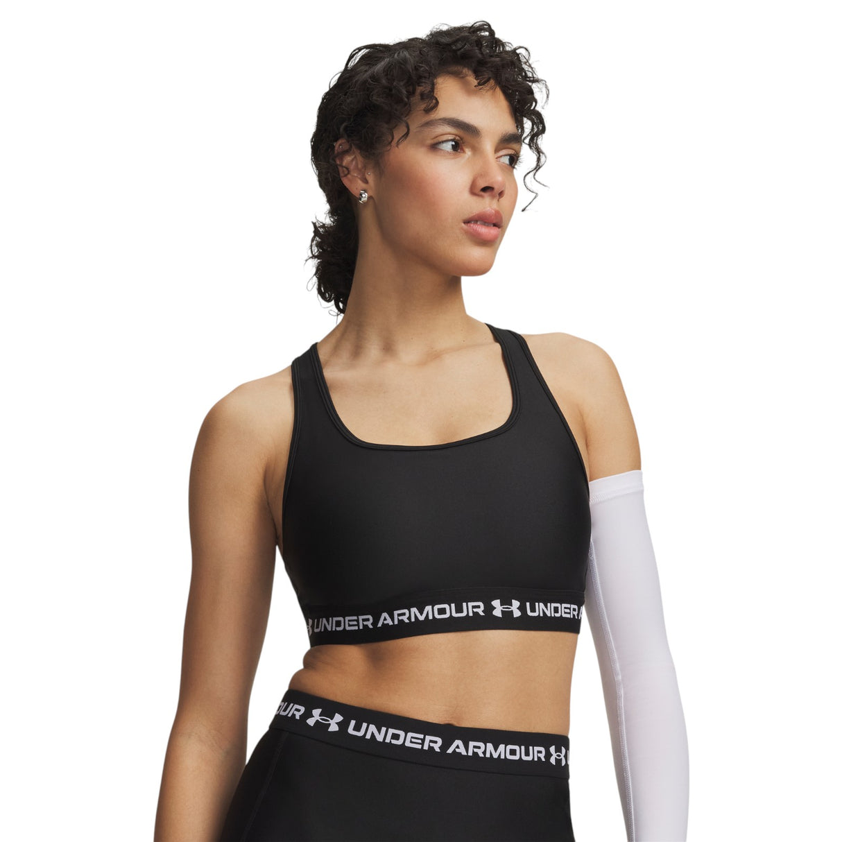 UA Wms Crossback Mid Bra Black