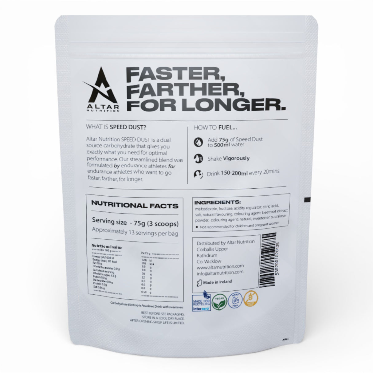 Altar Nutrition Speed Dust Dual Source Carbohydrate - 1kg