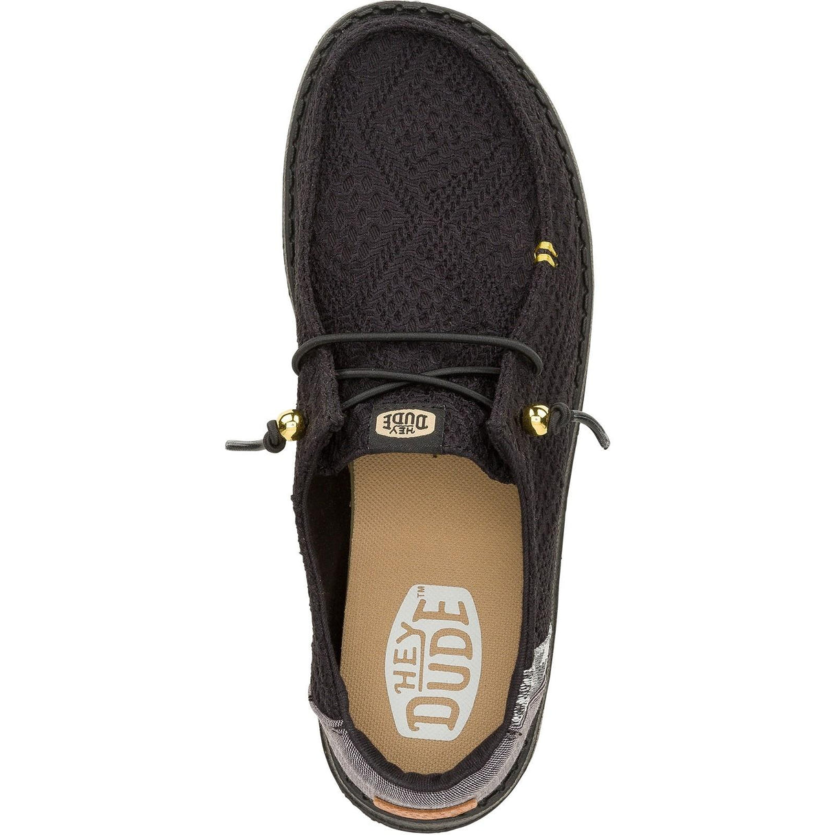 HEYDUDE Womens Wendy Boho Crochet Shoes Black