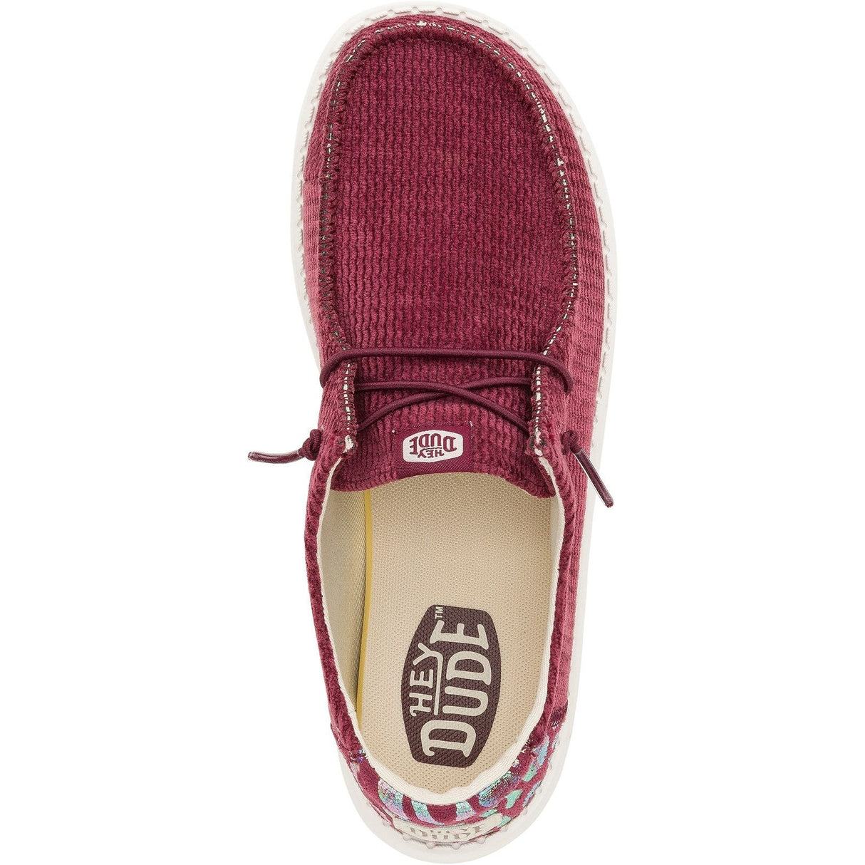HEYDUDE Womens Wendy Corduroy Leo Shoes Burgundy