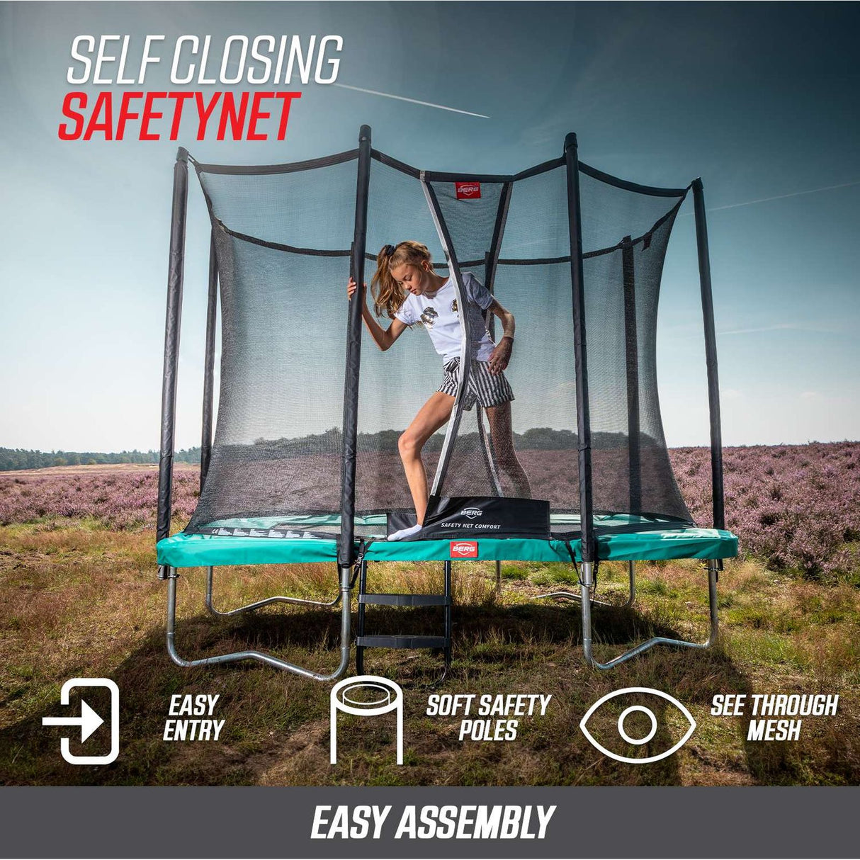 BERG Favorit InGround 430 Trampoline Grey + Safety Net Comfort
