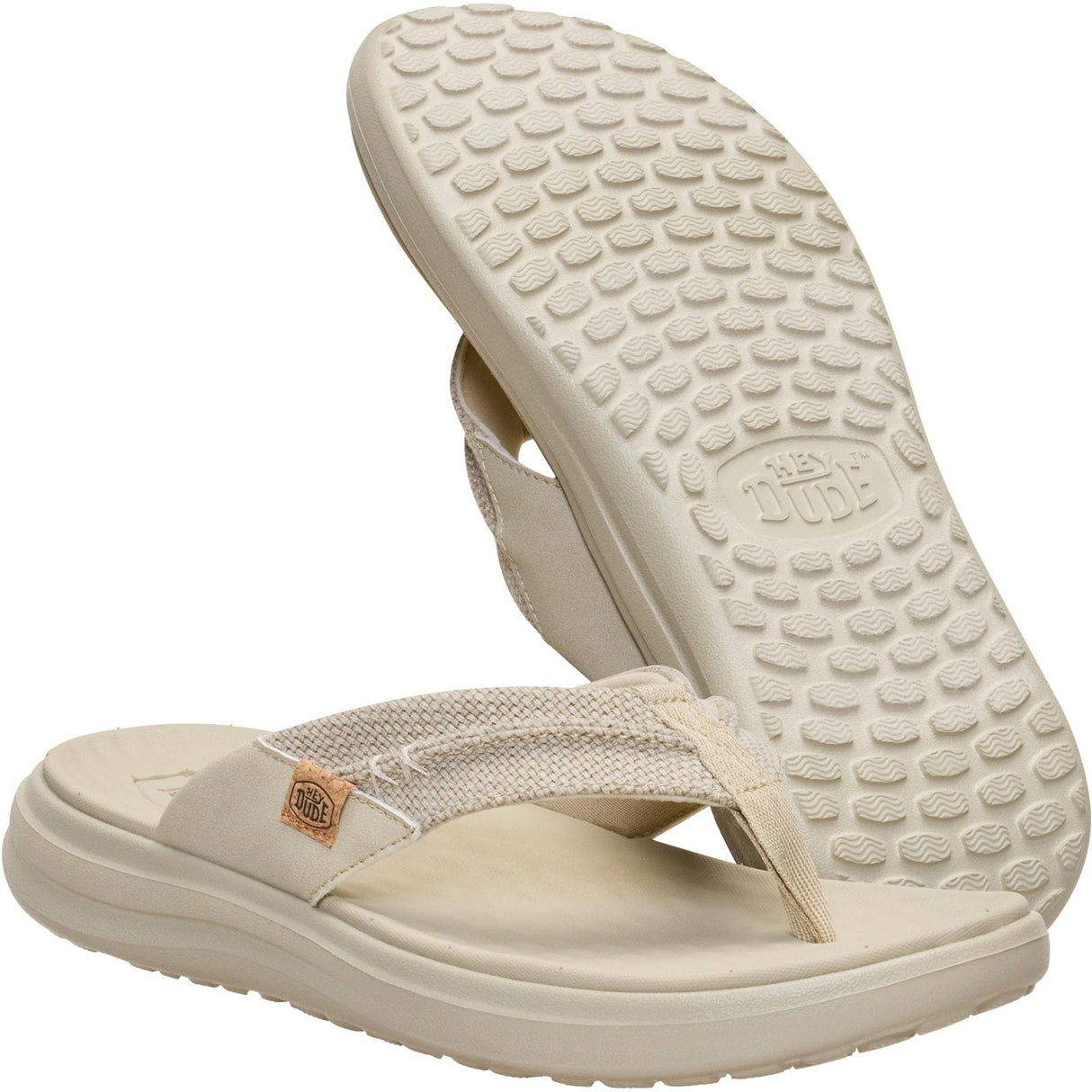 HEYDUDE Mens Finn Flip Braided Tan