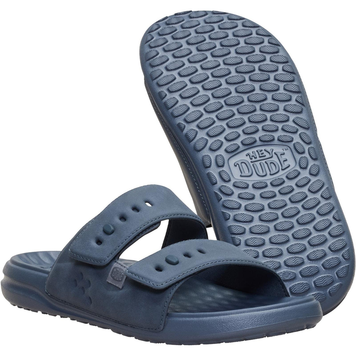 HEYDUDE Mens Wave 2 Strap Slide Turbulence Grey
