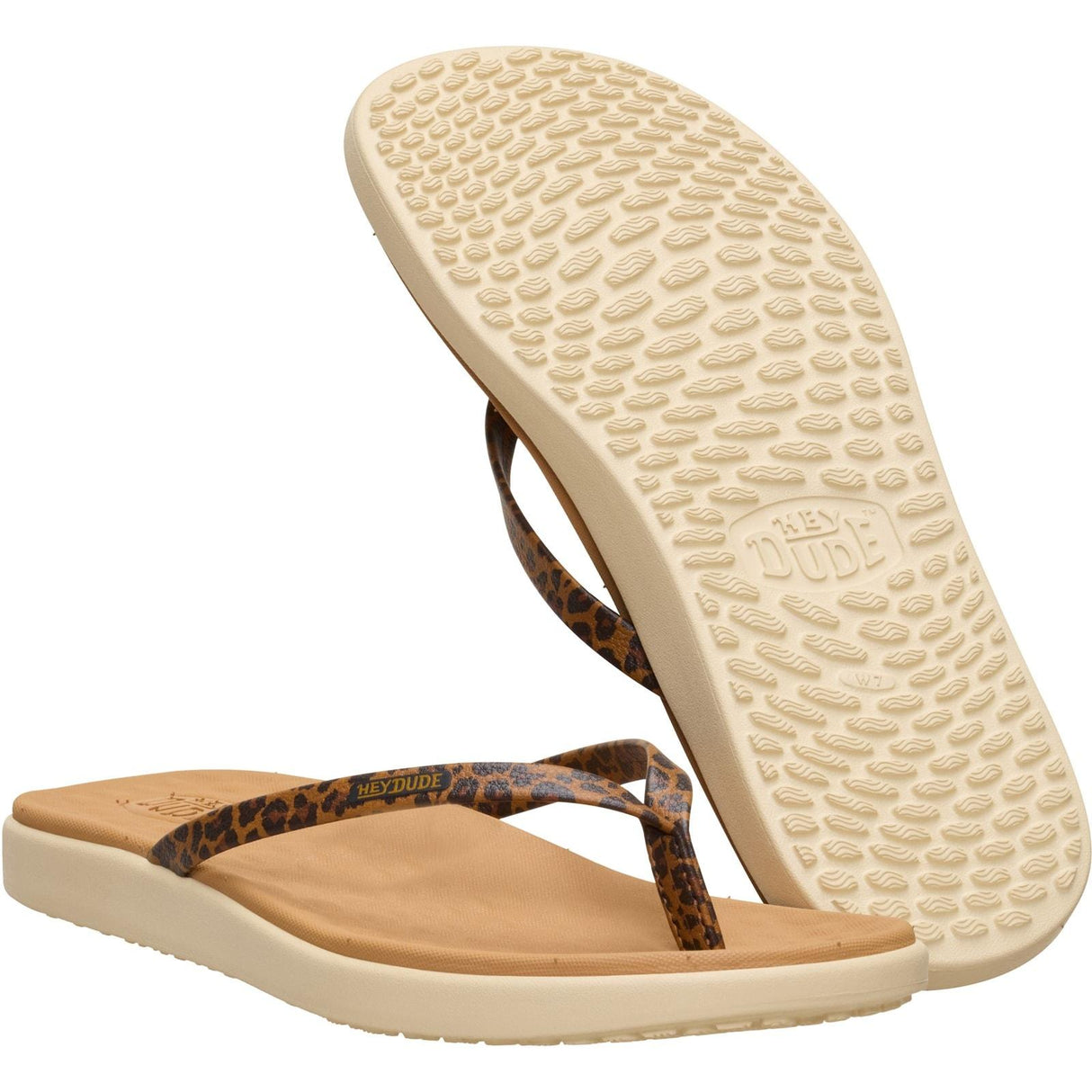 HEYDUDE Womens Maui Breeze Flip Tan Leopard