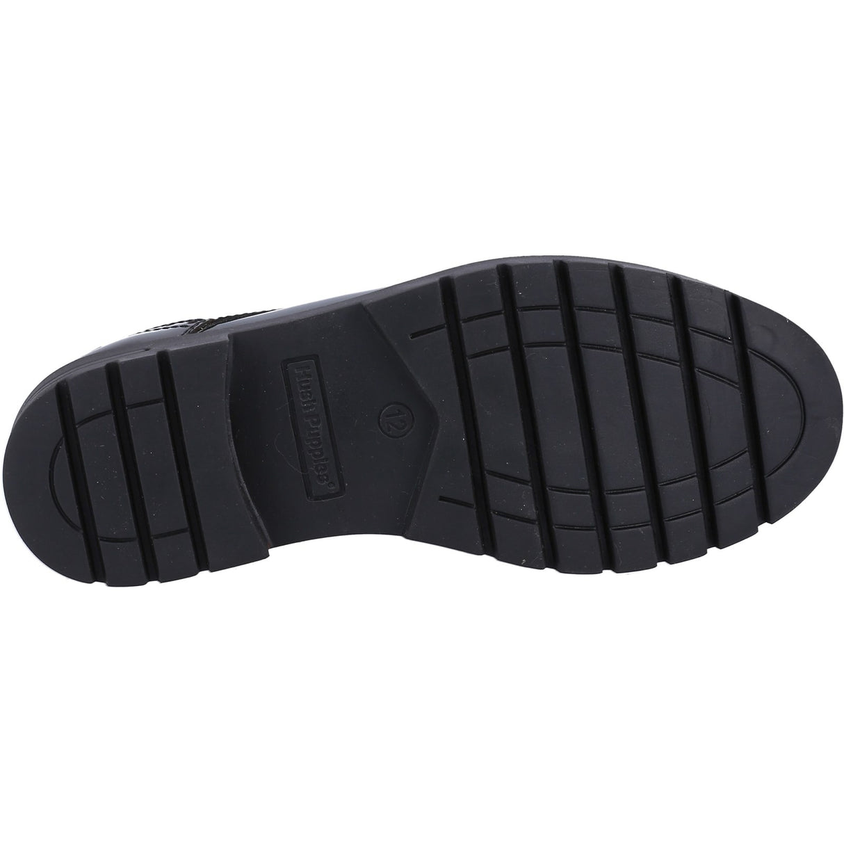 Hush Puppies Girls Jayne Patent SNR Shoe Black