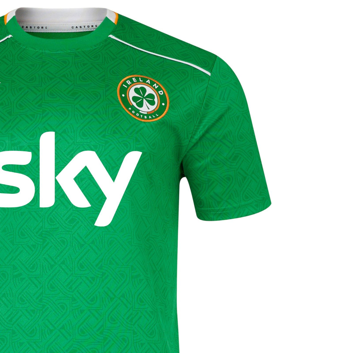 Castore FAI Ireland 2024 Home Short-Sleeve Jersey Close-Up Front Left Side View