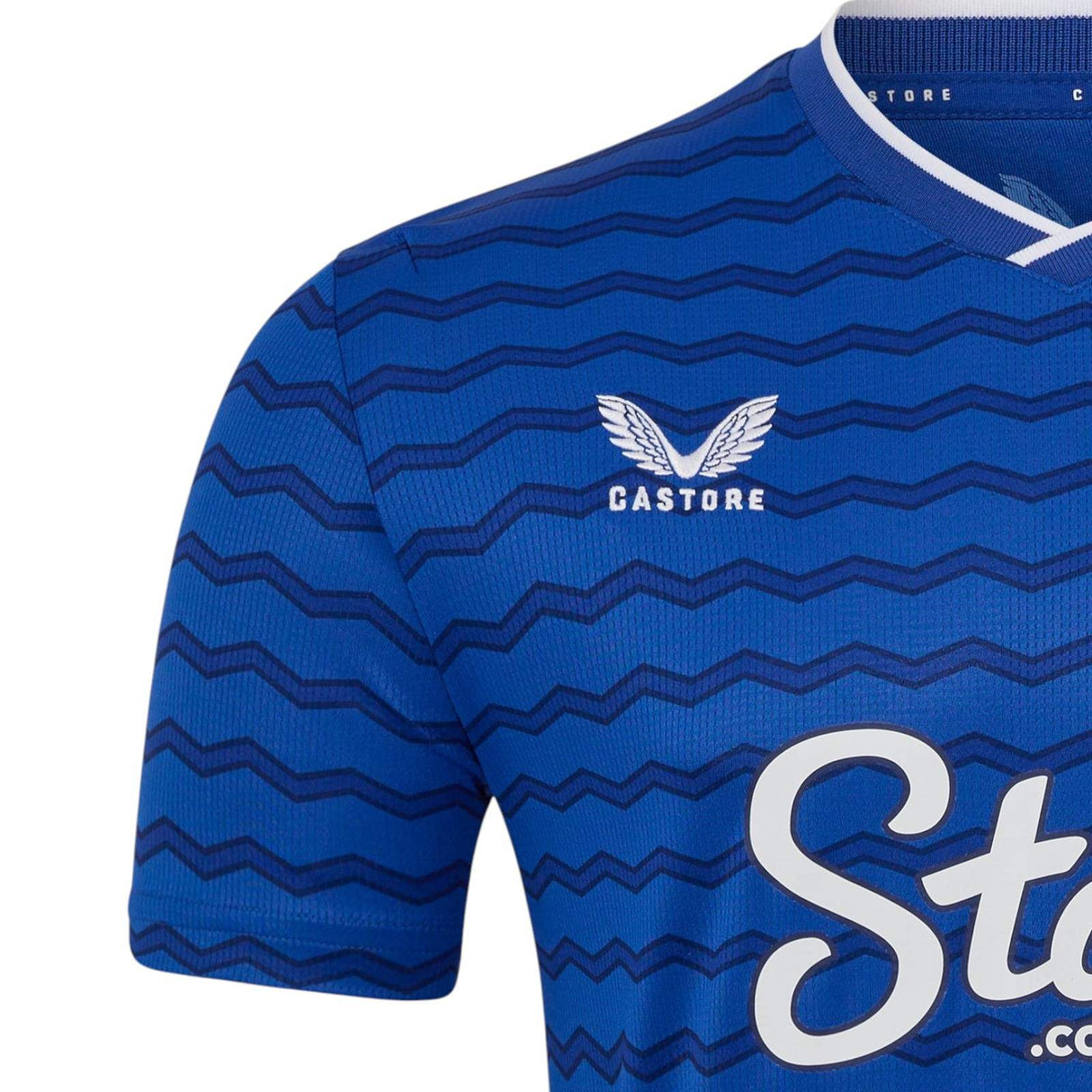 Castore Everton Football 2025/26 Mens Short Sleeved Home Jersey Close-Up Castore Branding View