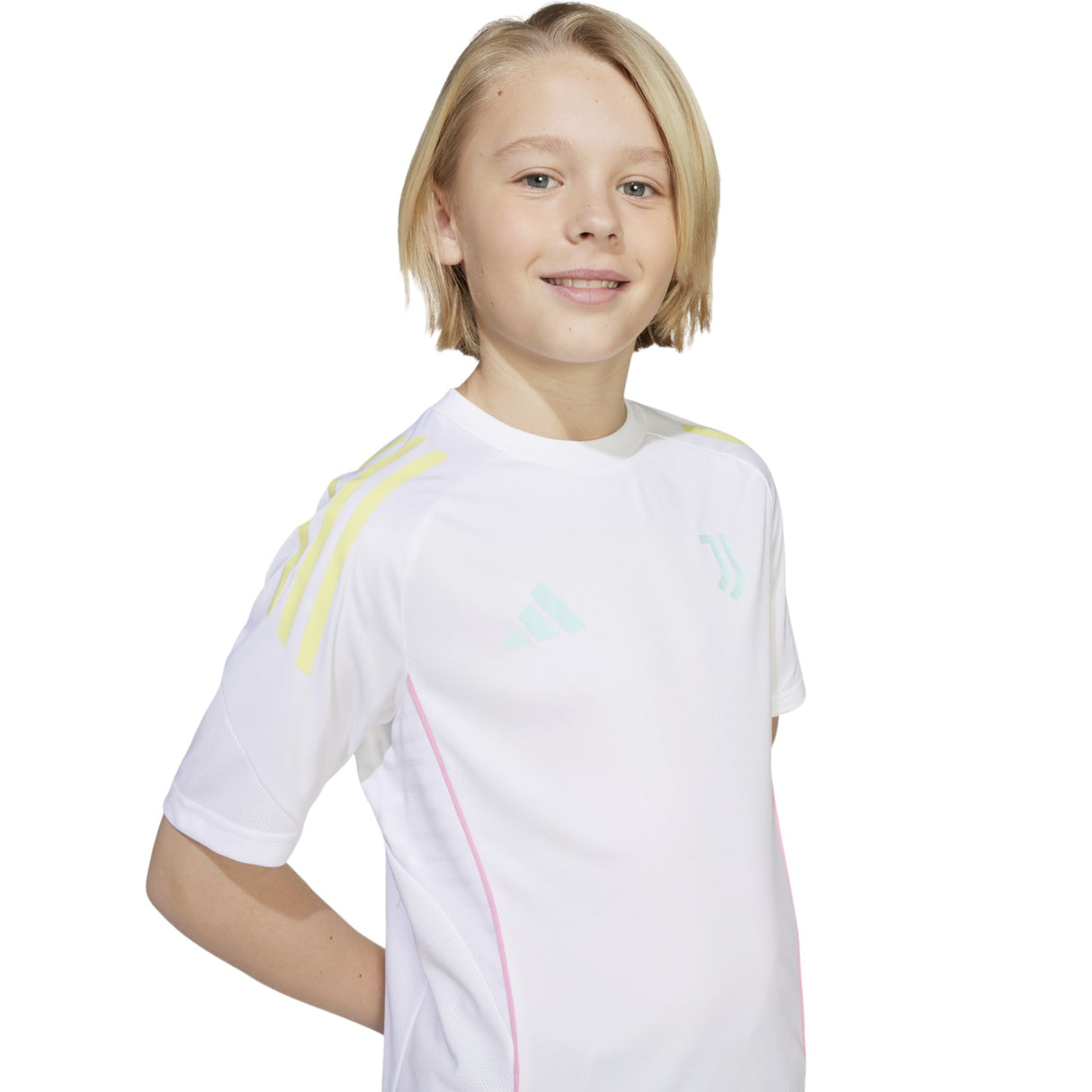 adidas Juventus Football Kids 2025/26 Training Jersey Model Close-Up Front View