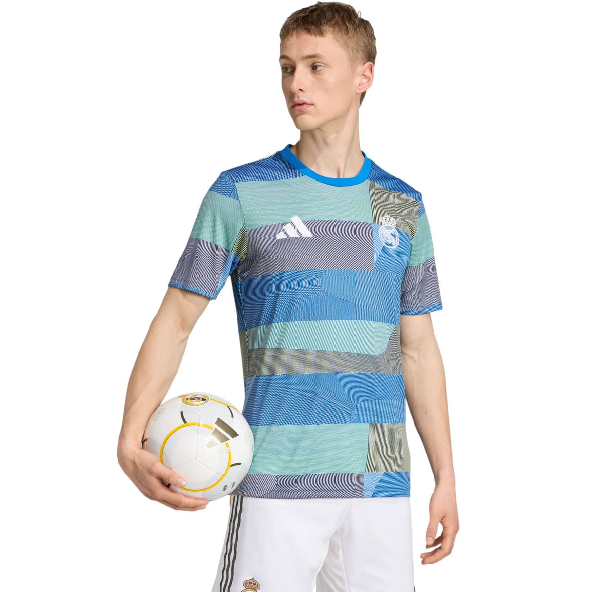 adidas Real Madrid Football 2025/26 Adults Pre-Match Jersey Model Front Side View