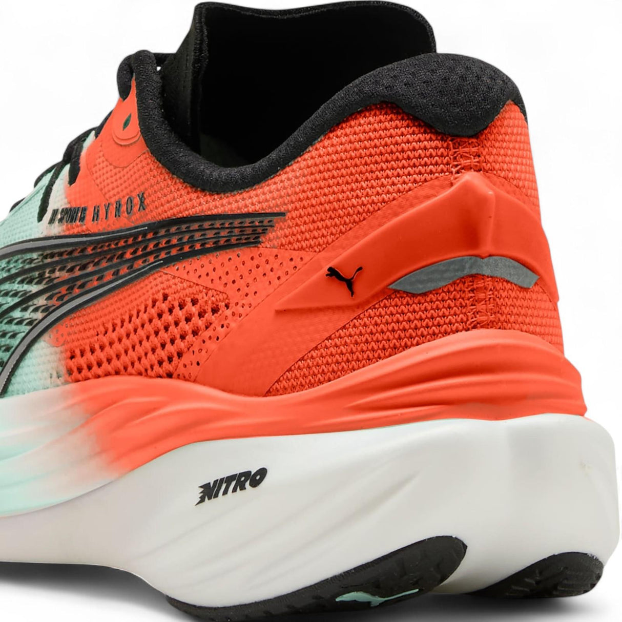 Puma x Hyrox Deviate Nitro 3 Mens Running Shoes Close-Up Back View