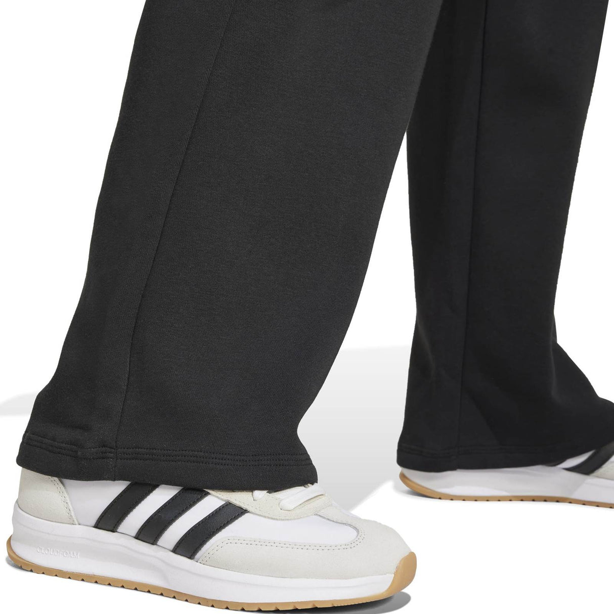 adidas Open Hem Womens Mid-Rise Fleece Training Pant Model Close-Up Ankle View
