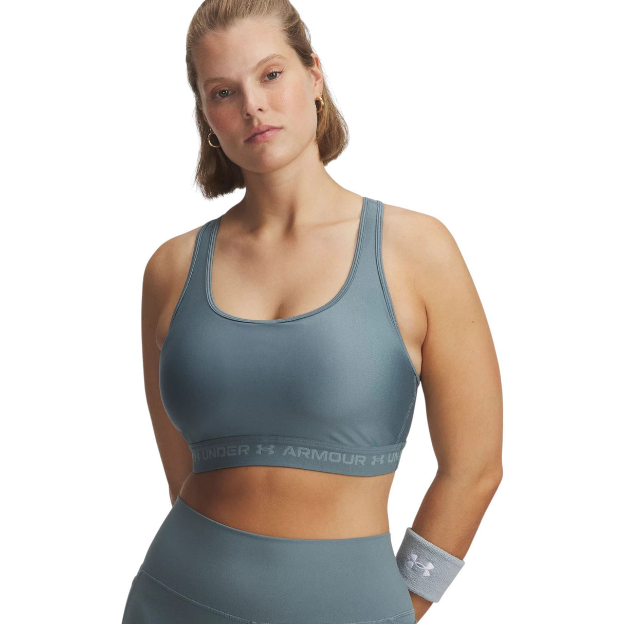 UA Wms Crossback Mid Bra Blue