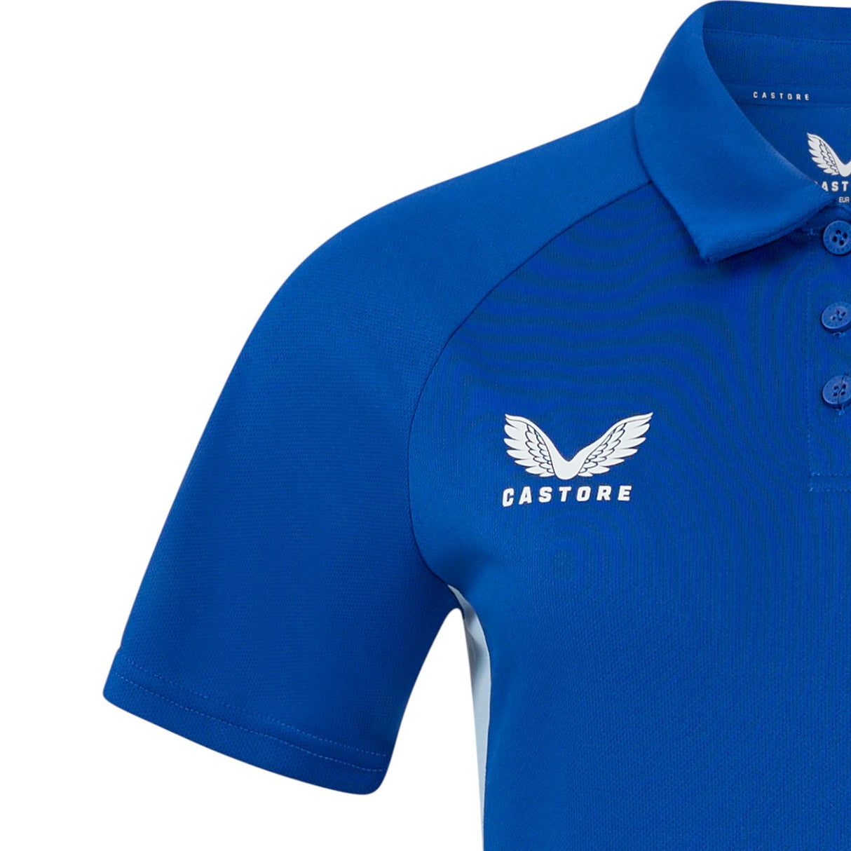 Castore Leinster Rugby Pro Players Womens Polo Shirt Close-Up Castore Branding View