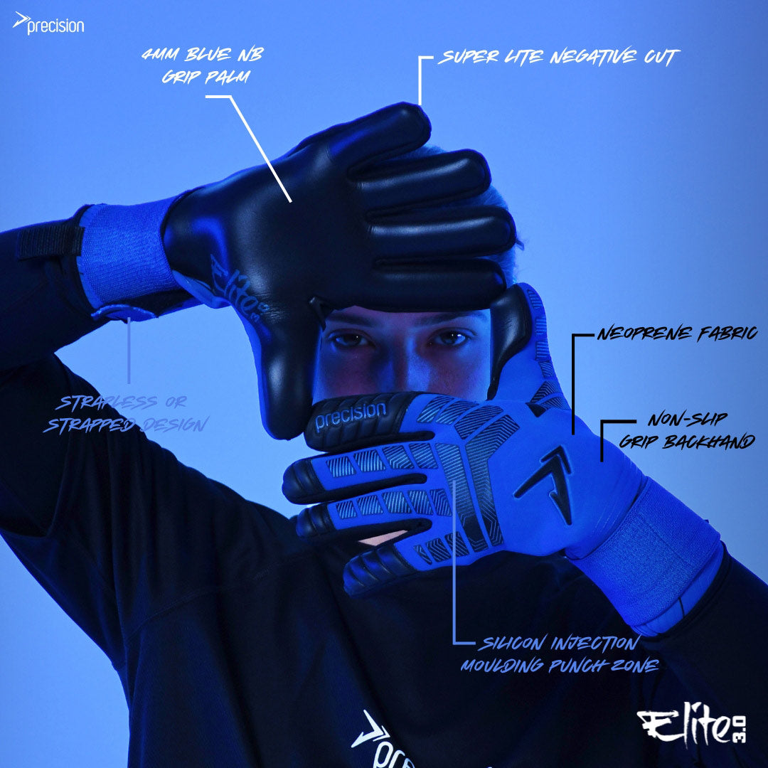 Precision Elite 3.0 Grip Goalkeeper Gloves - Blue