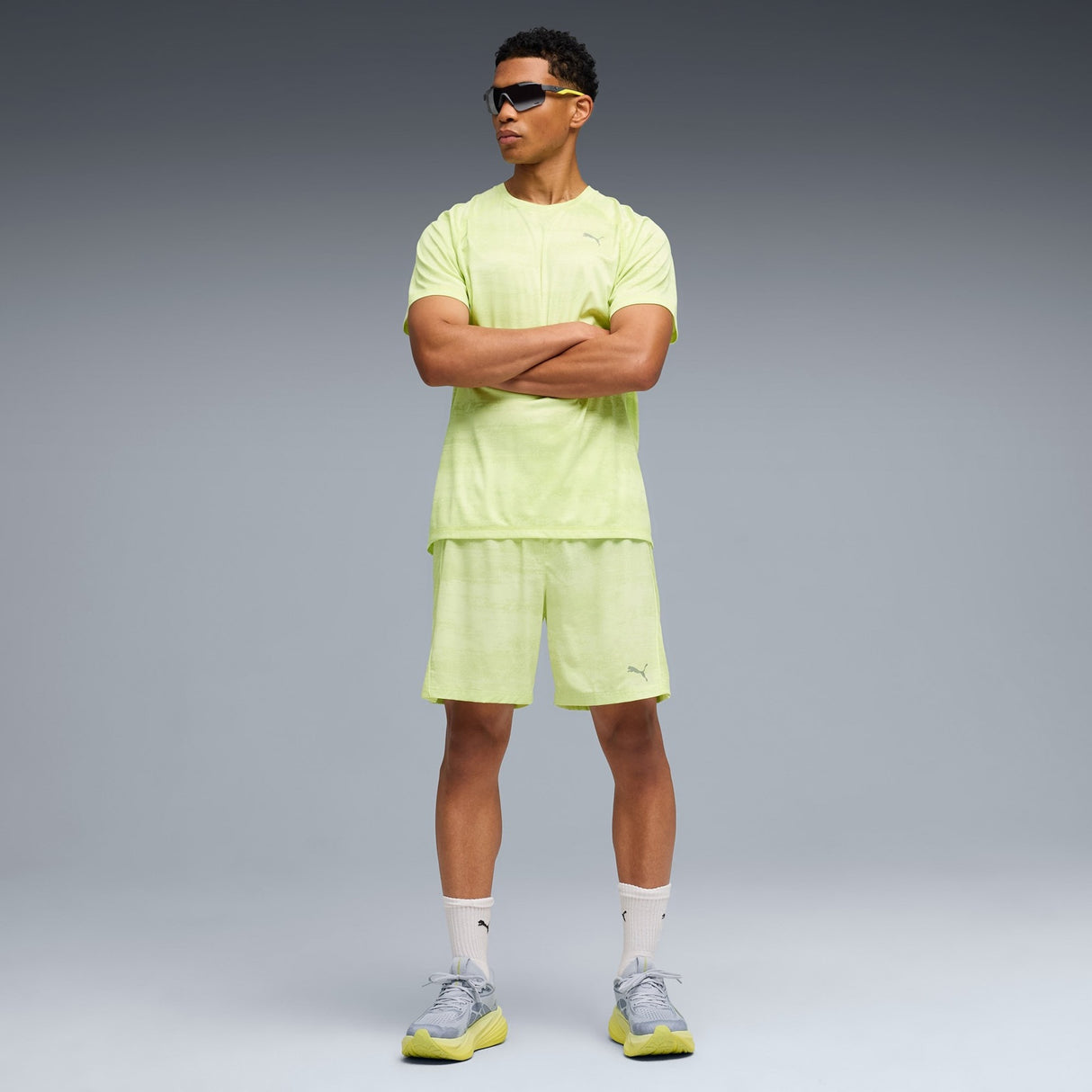 Puma Mens Run Velocity AOP Tee Yellow