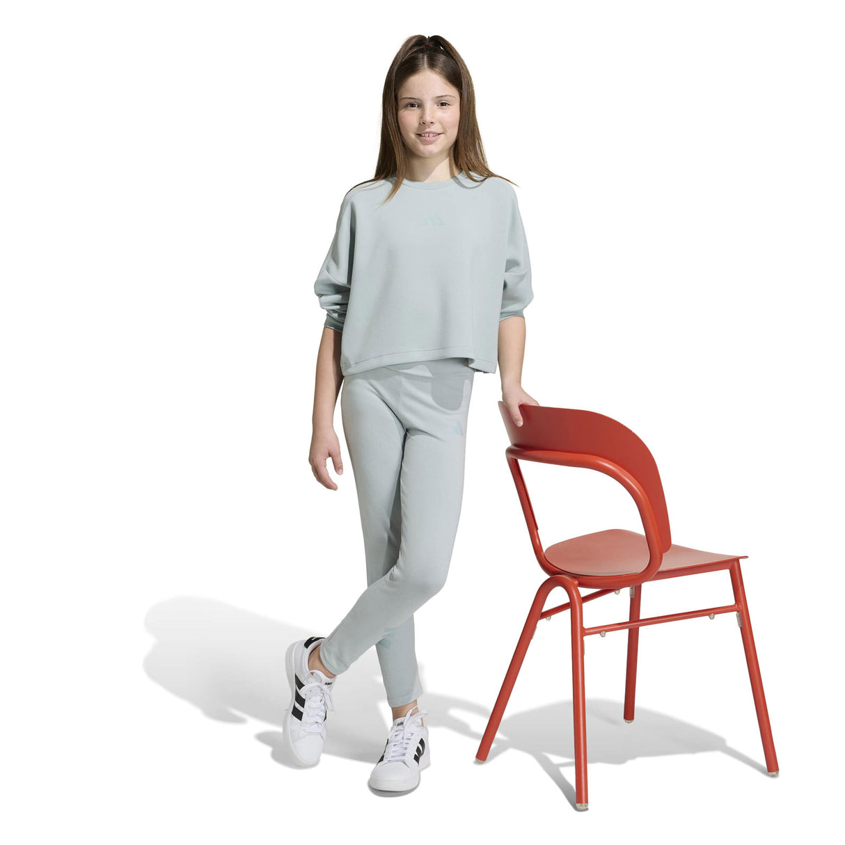 adidas Girls FI 3S Crew Sweater Green