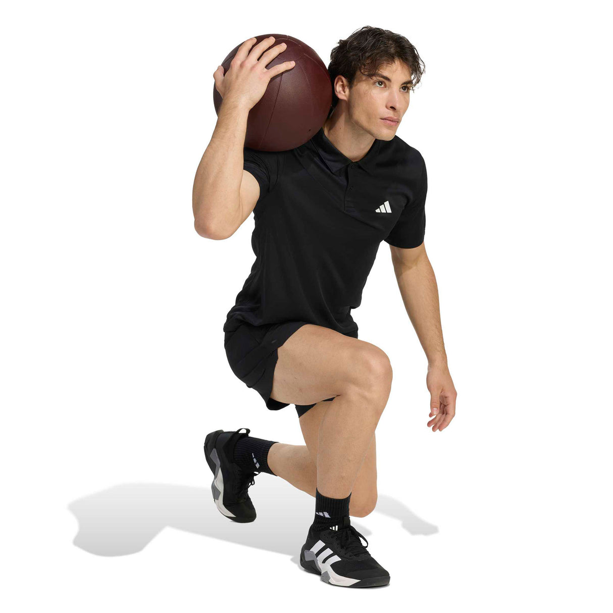 adidas Mens We Bas Polo Black