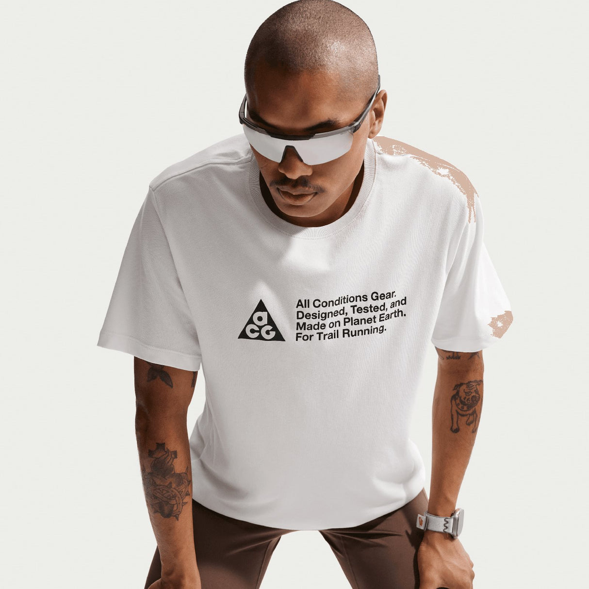 Nike Mens ACG DF TEE STD TRAIL LOGO Wht