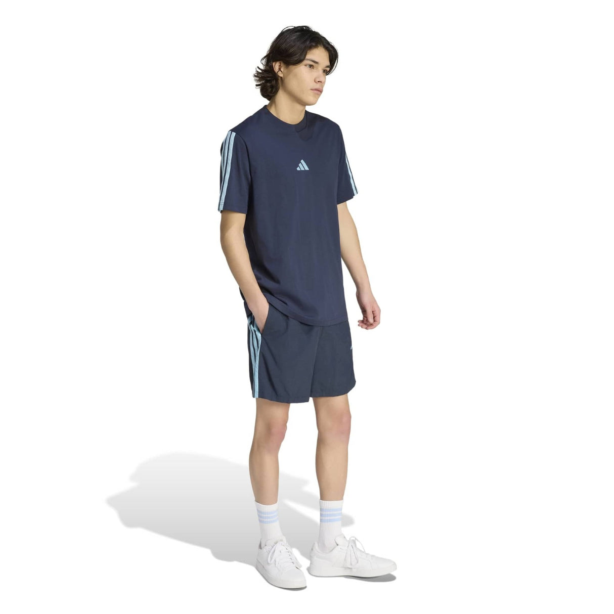 adidas Mens 3S SJ WC T Shirt Blue