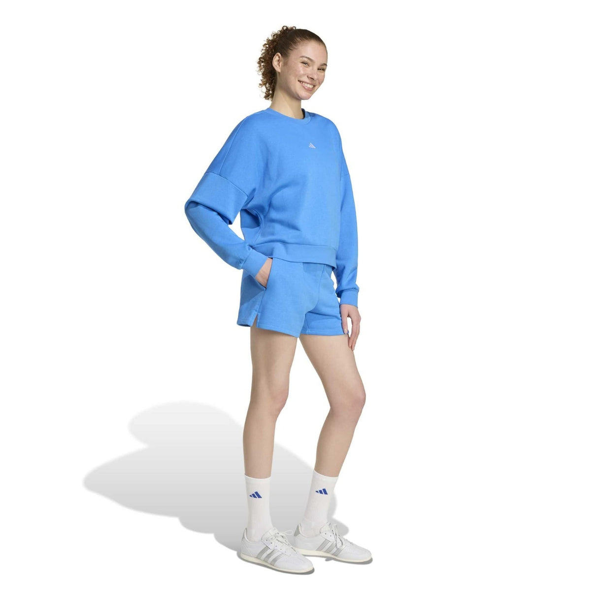 adidas Womens SL Fleece Shorts Blue