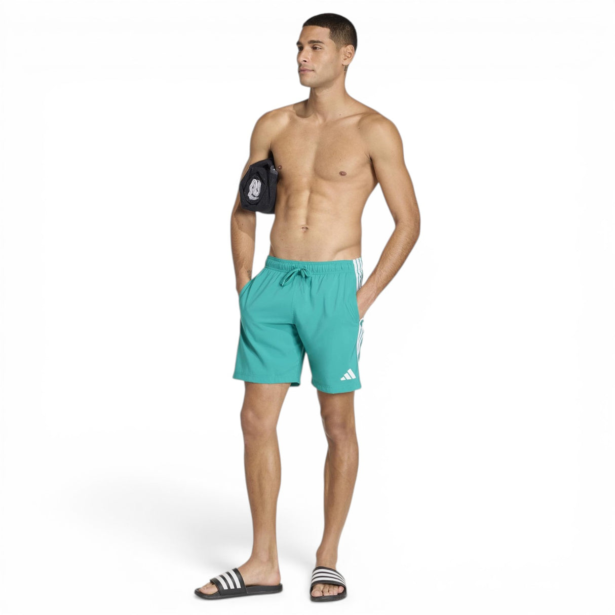 adidas Mens 3S Swim Shorts 8IN Green