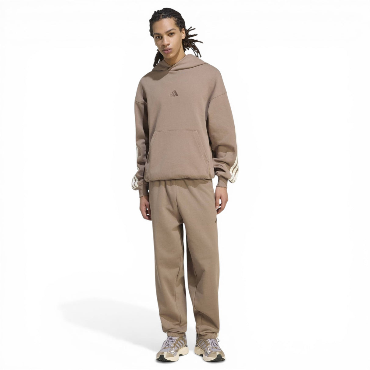 adidas Mens AK 3S OH Hoodie Brown