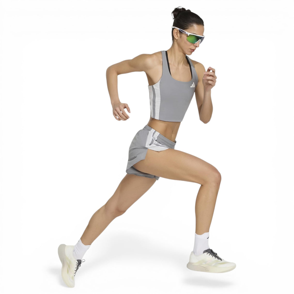 adidas Womens ADIZERO Crop Top Grey