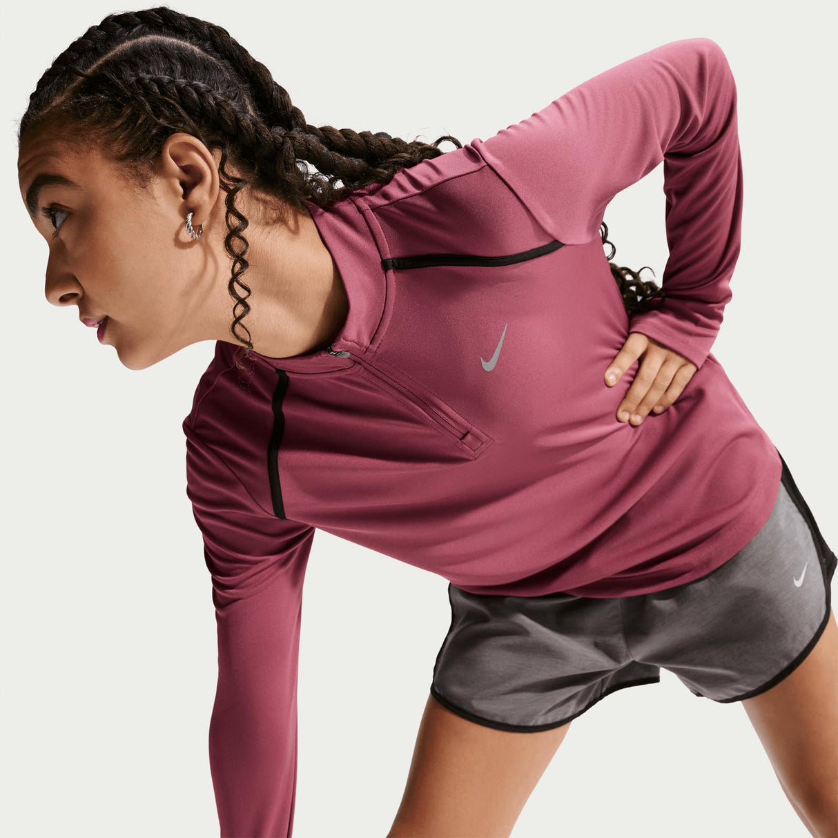 Nike G DF Tempo LS Half Zip Pink