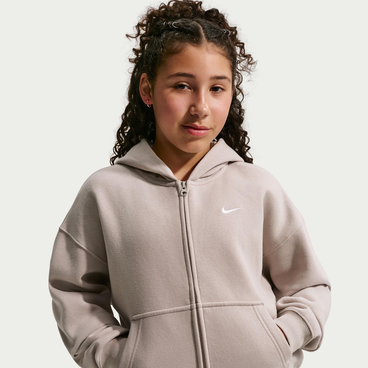 Nike G NSW Studio Flc OS F Zip HD Cream
