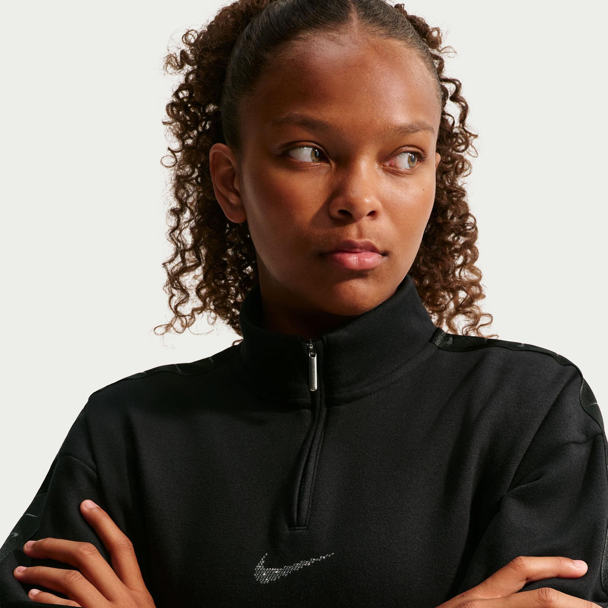 Nike G NSW Studio Flce Q Zip Shine Blk