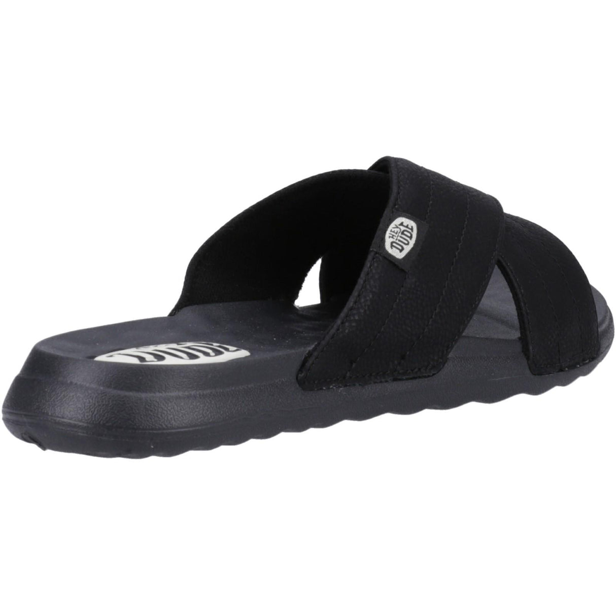 HEYDUDE Womens Christi Slide Distressed Sandal Black