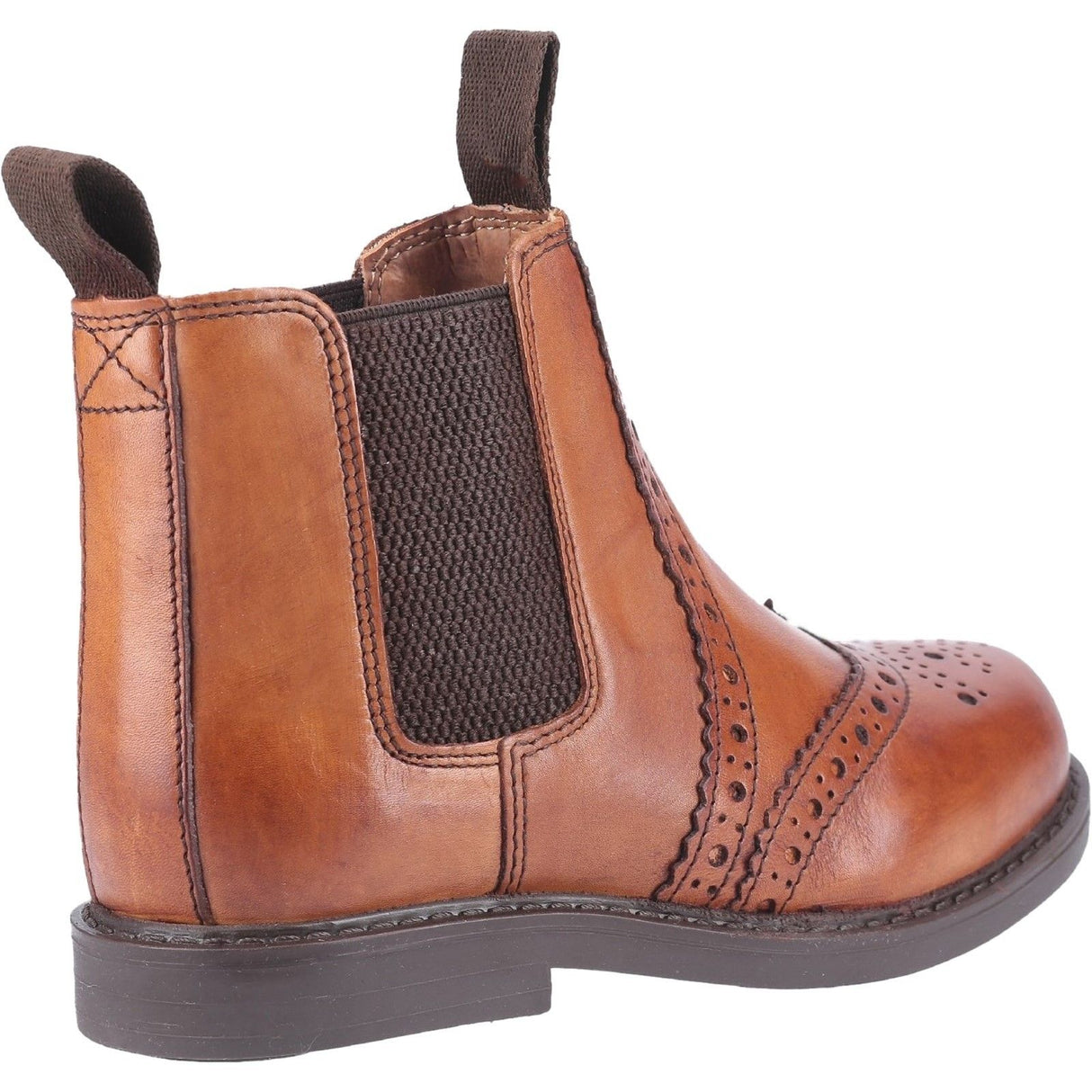 Cotswold Boys Nympsfield Brogue Pull On Chelsea Boots Tan