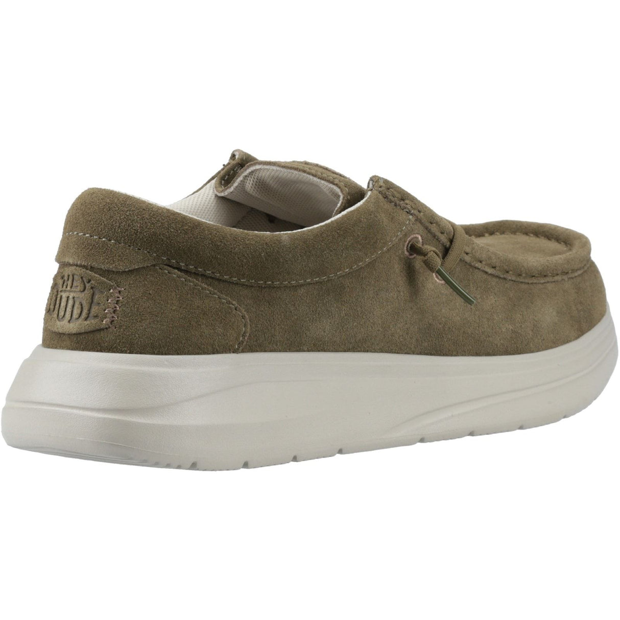 HEYDUDE Mens Wally X Suede Shoes Dark Olive/Stone Grey