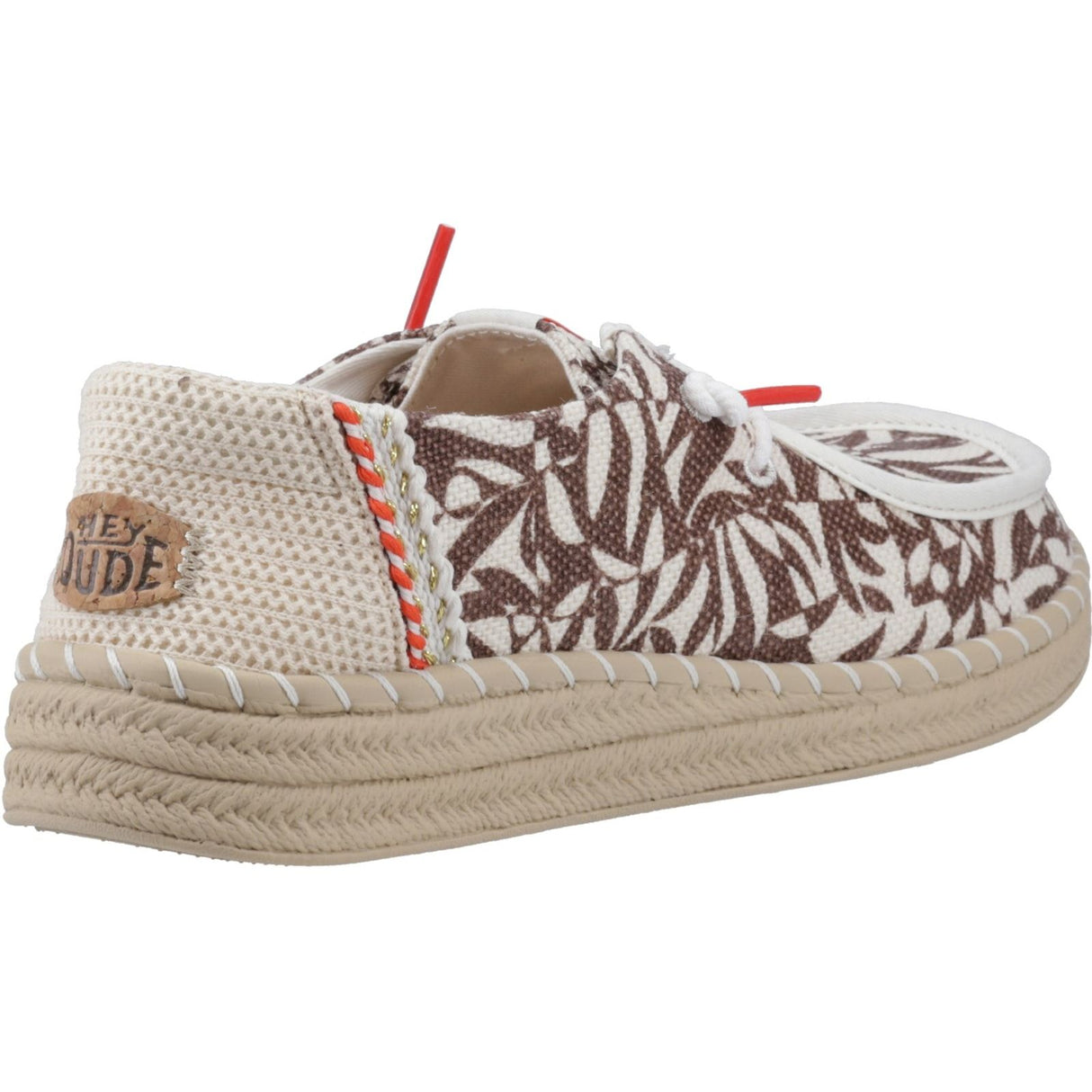 HEYDUDE Womens Wendy Espadrille Retro Palm Shoes Downtown Brown/Egret